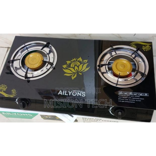 Ailyons 2 Burner Glass Top Gas Cooker With Double Burner,