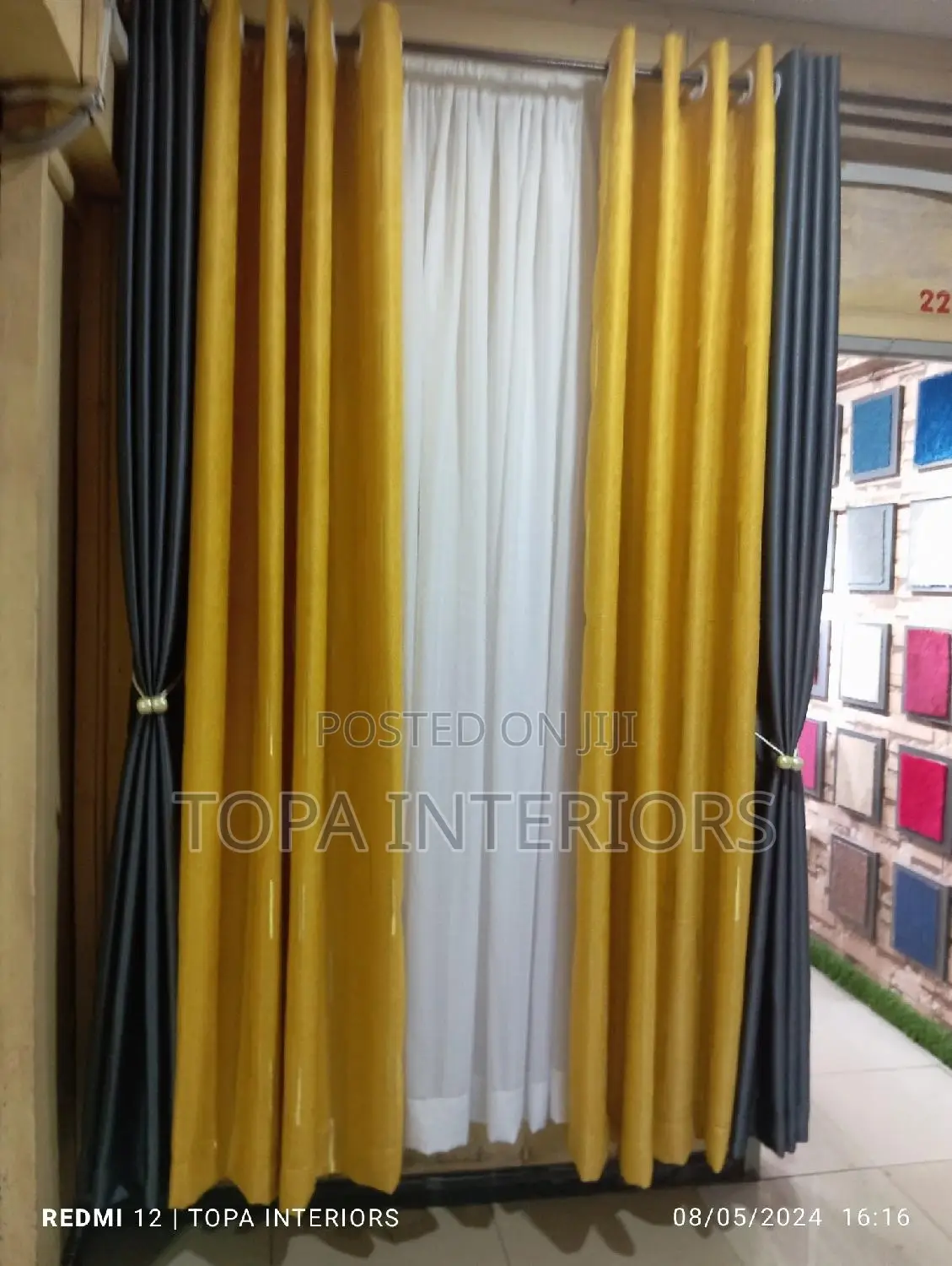 Mustard Yellow and Grey Window Insulation Curtains