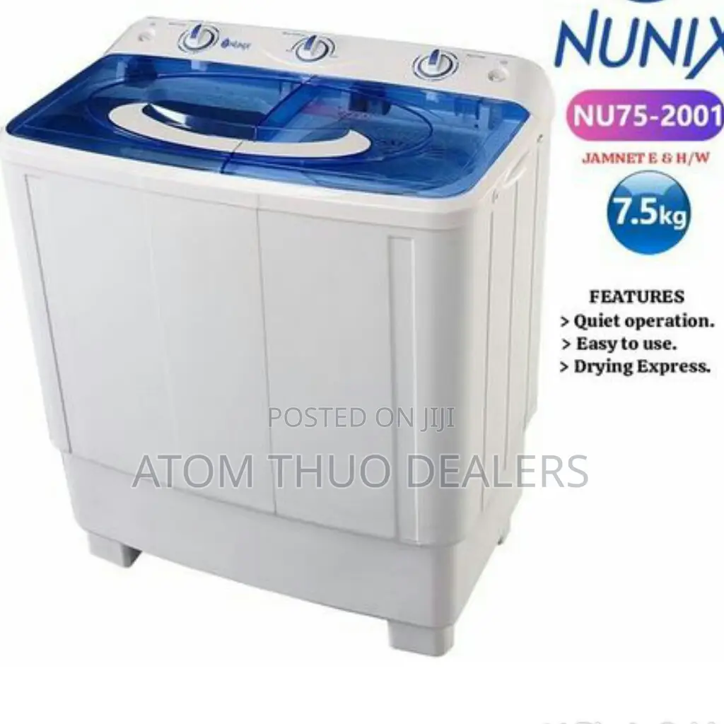 White 7.5kg Twin Tub Top Load Washing Machine NU75-2001