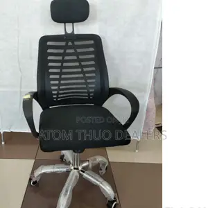 Black Secretarial Mesh Office Chair With Headrest