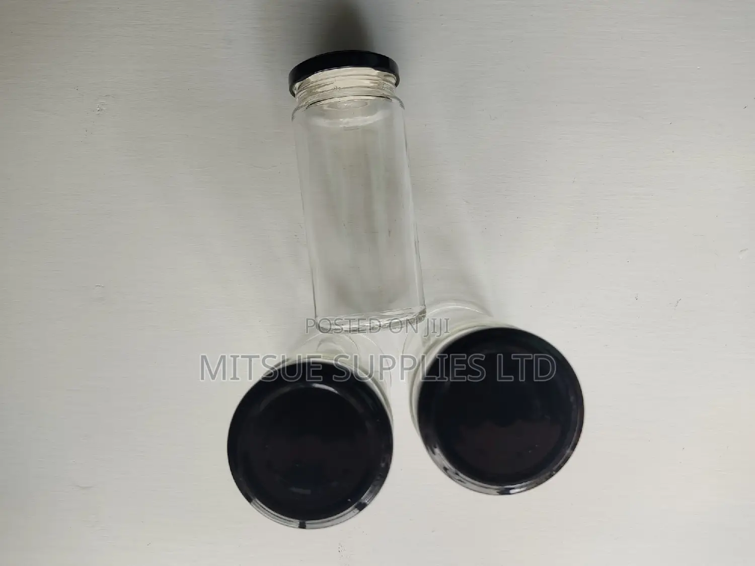Set of 10 Spice Jar 250ml With Black Lids - 55mm by 130mm