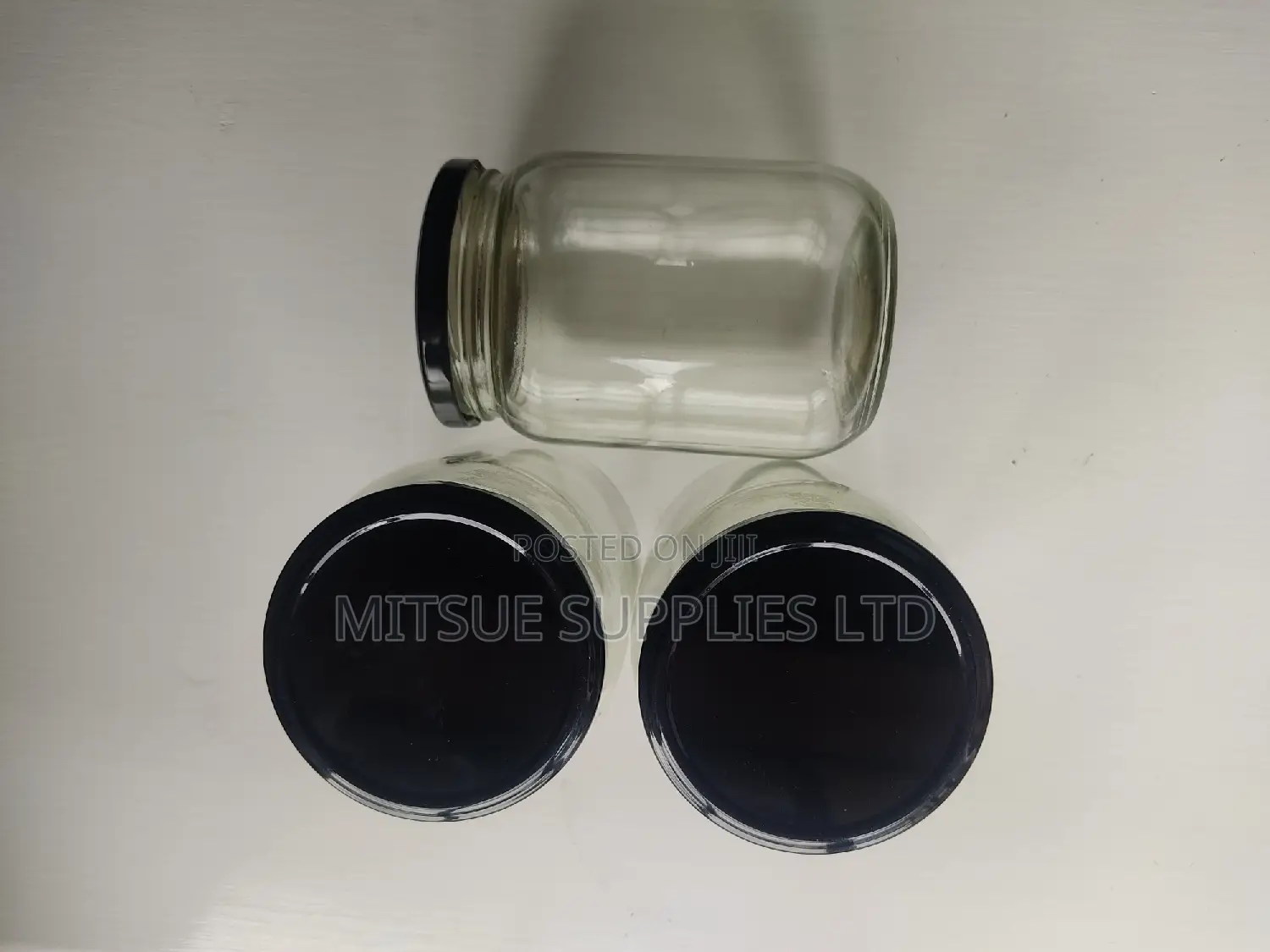 Set of 10 Mason/Glass Jars 720ml With Black Lids- 82x132mm