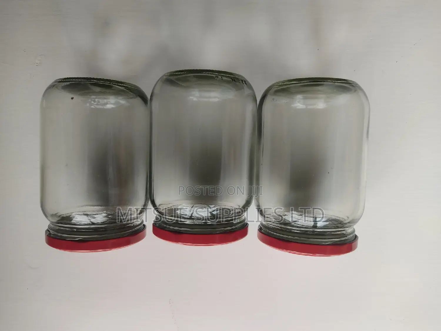 Set of 10 Mason/Glass Jars 720ml With Red Lids- 82x132mm