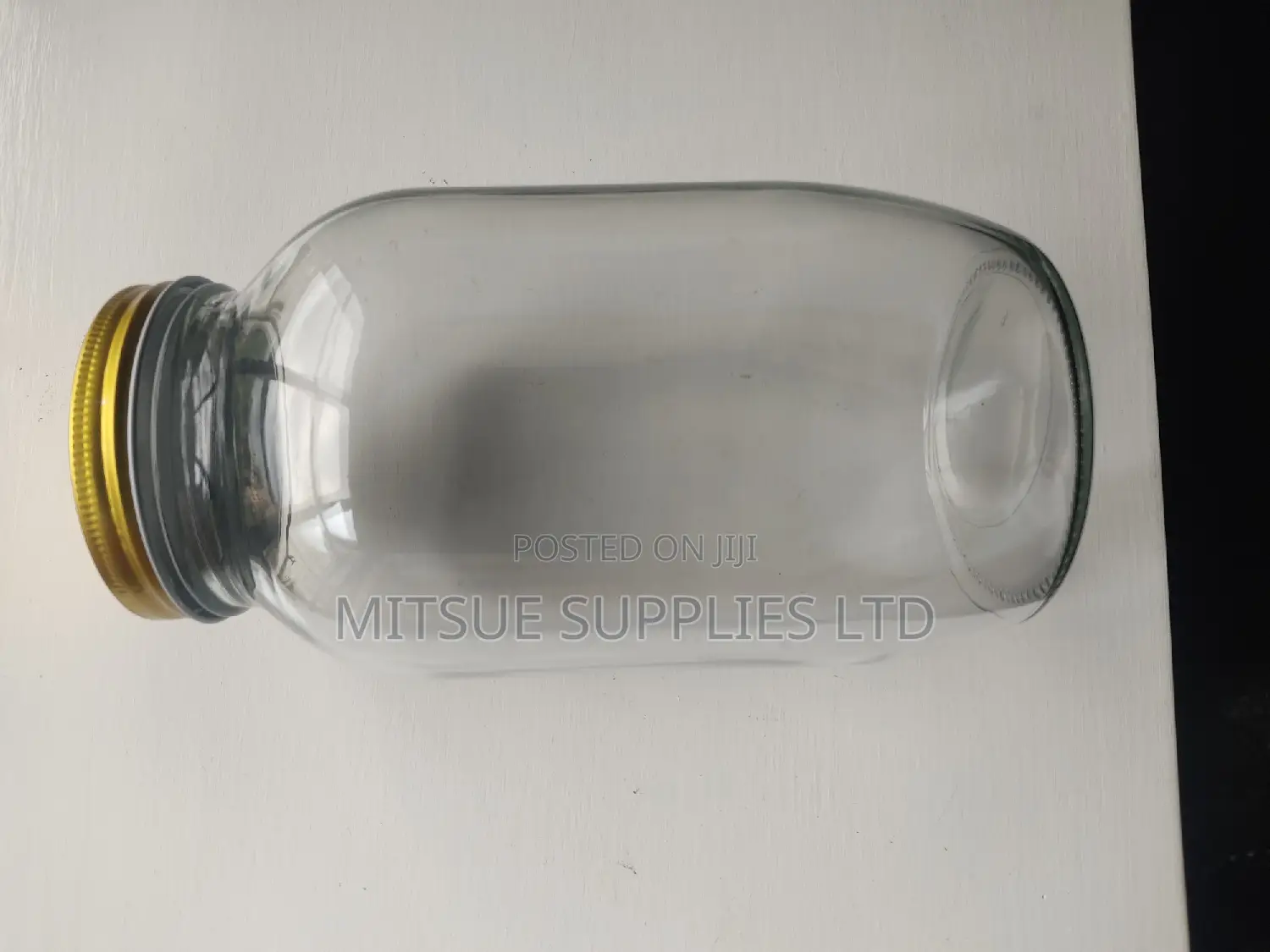 Set of 6 Rectangular Clear Mason Jars 2000ml With Gold Lids