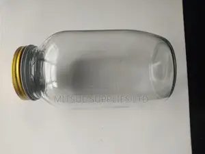 Set of 6 Rectangular Clear Mason Jars 2000ml With Gold Lids