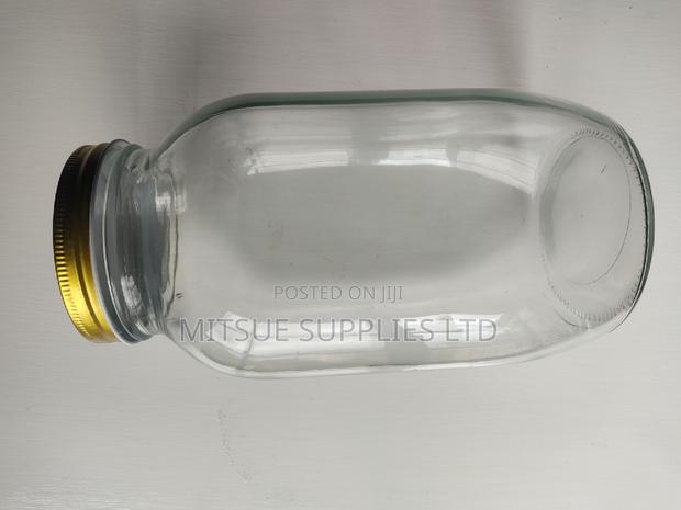 Set of 6 Rectangular Clear Mason Jars 2000ml With Gold Lids - thumbnail 2