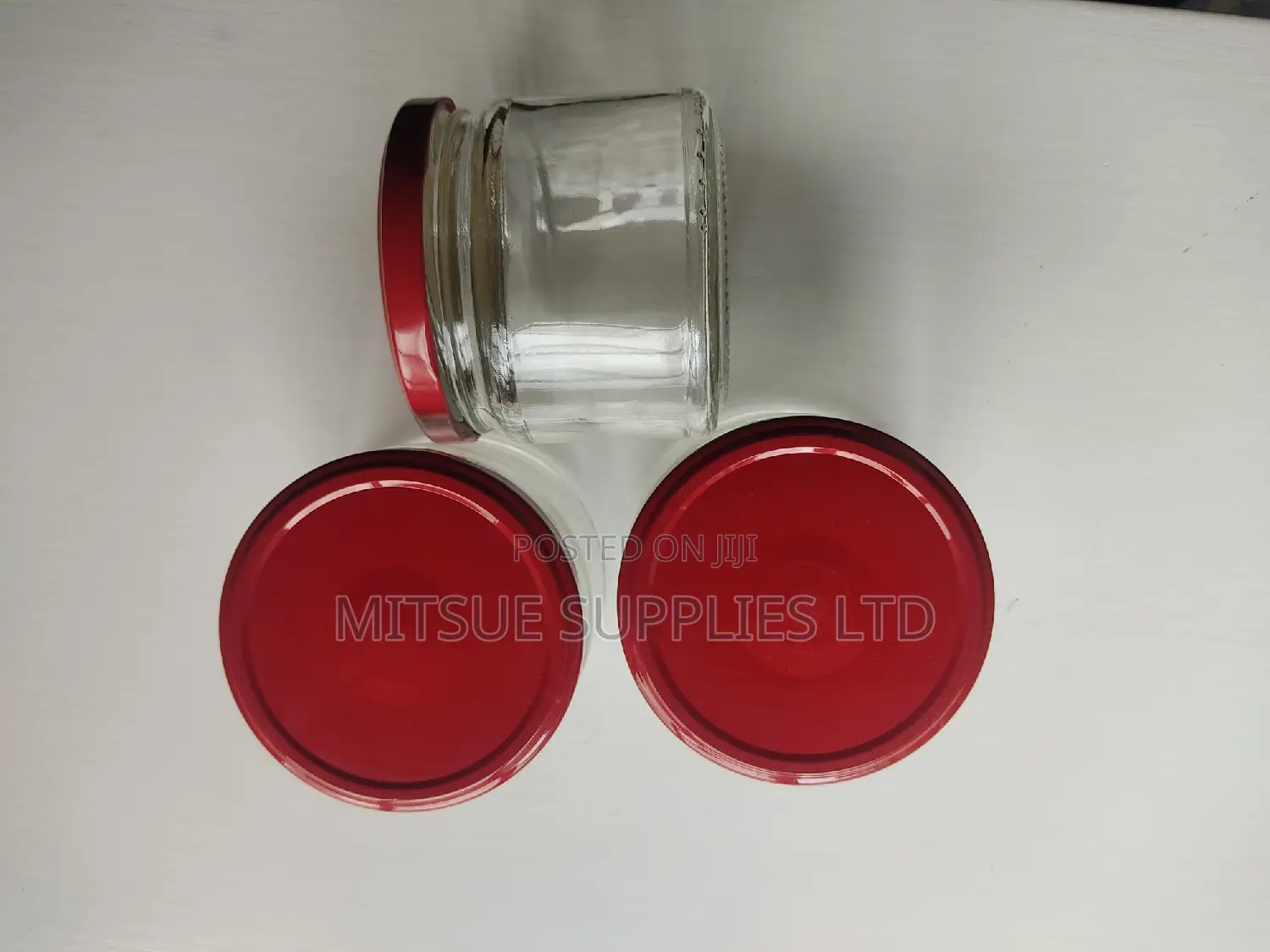 Set of 15 Mason/Glass Jars 330ml With Red Lids- 82x75mm