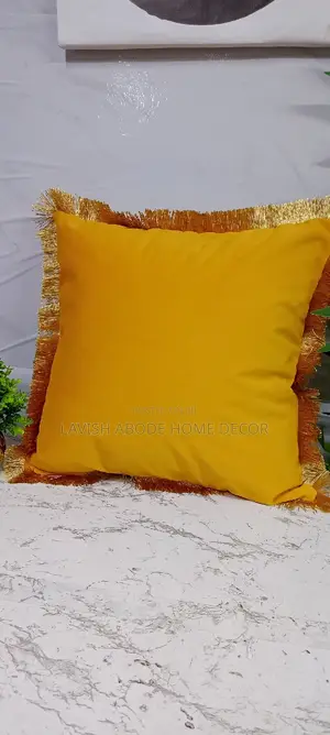 Mustard Throw Pillow Cover Case With Gold Tassels
