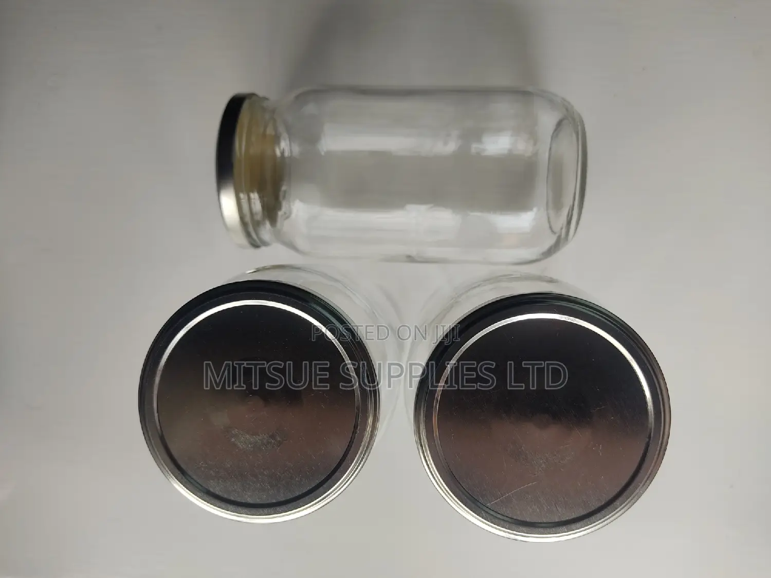 Set of 10 Mason/Glass Jars 1000ml With Silver Lids- 82x180mm