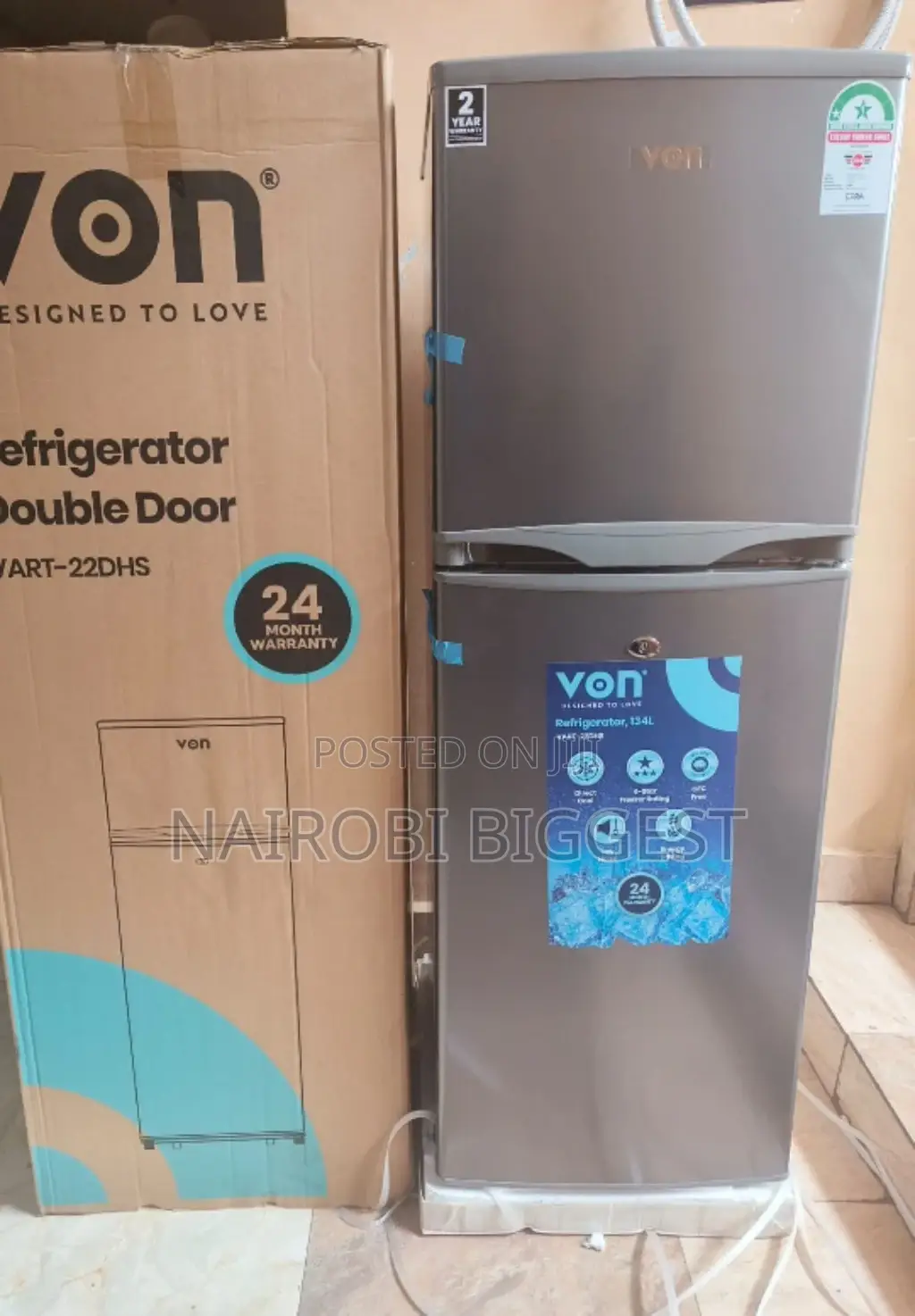 £Brand New Von 138 Litres Double Door Refrigerator 0