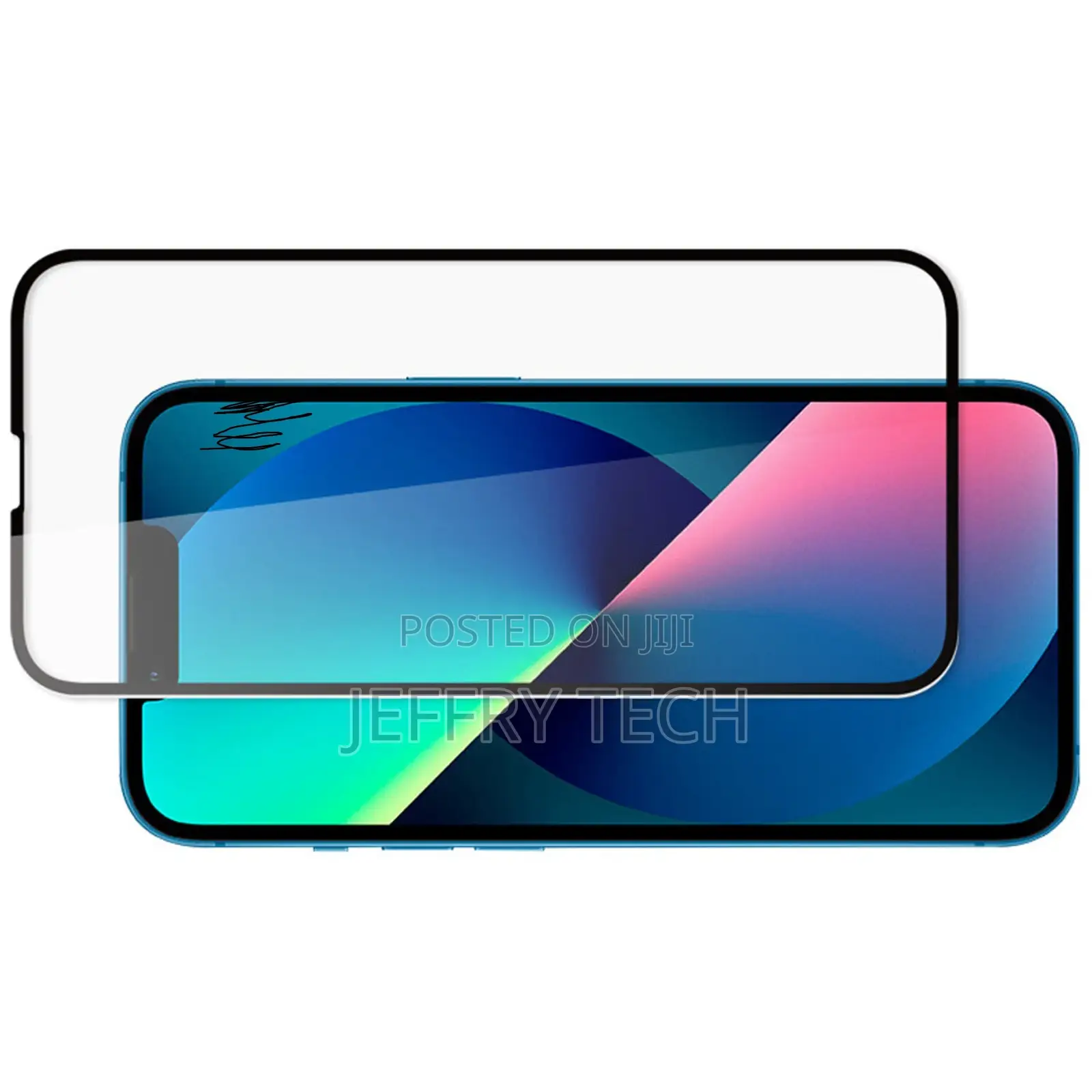 iPhone 14 Plus Full Cover Glass Screen Protector (Black)
