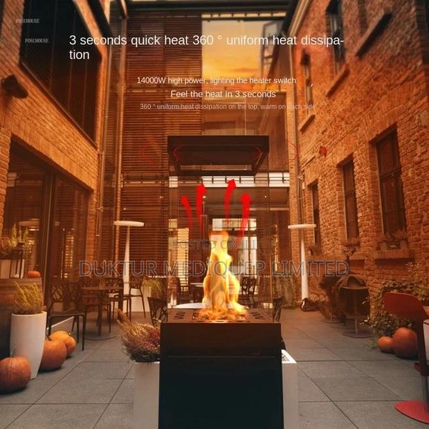 Standing Glass Patio Heater New Propane Fire Pit Table - thumbnail 5