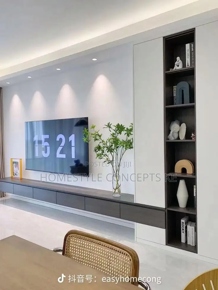 Fluted Panels Marble Sheet Combo TV Niches for Homes
