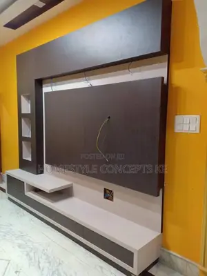 Movable TV Niches Fluted Panels Marble Sheet Combo