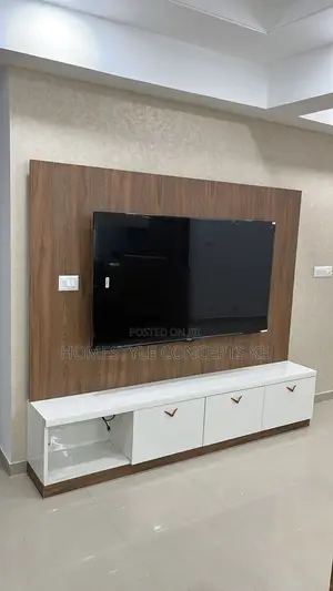 Movable TV Niches Fluted Panels Marble Sheet Combo