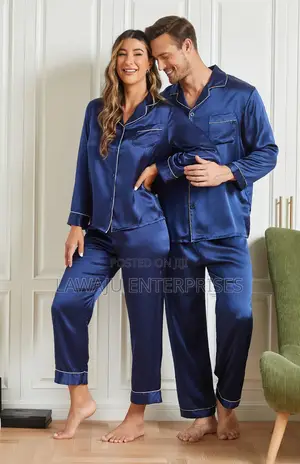 Navy Blue Satin Sleep Wear