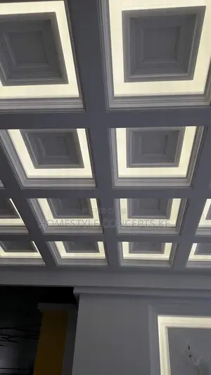 Coffered Waffle Ceilings Designs With Cornices and Panels