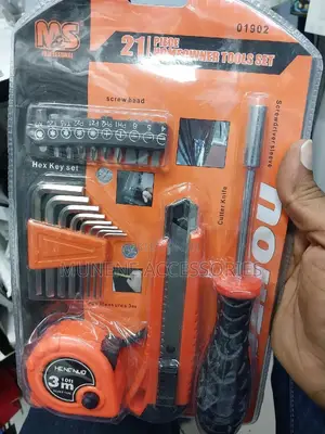 21pc Screwdriver Allen Key Tape Measure Knive Cutter Set