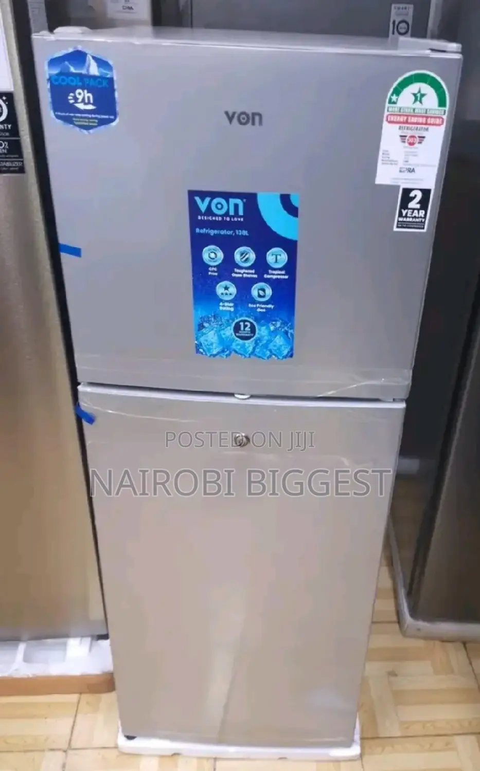 Von 138litres Double Door Refrigerator