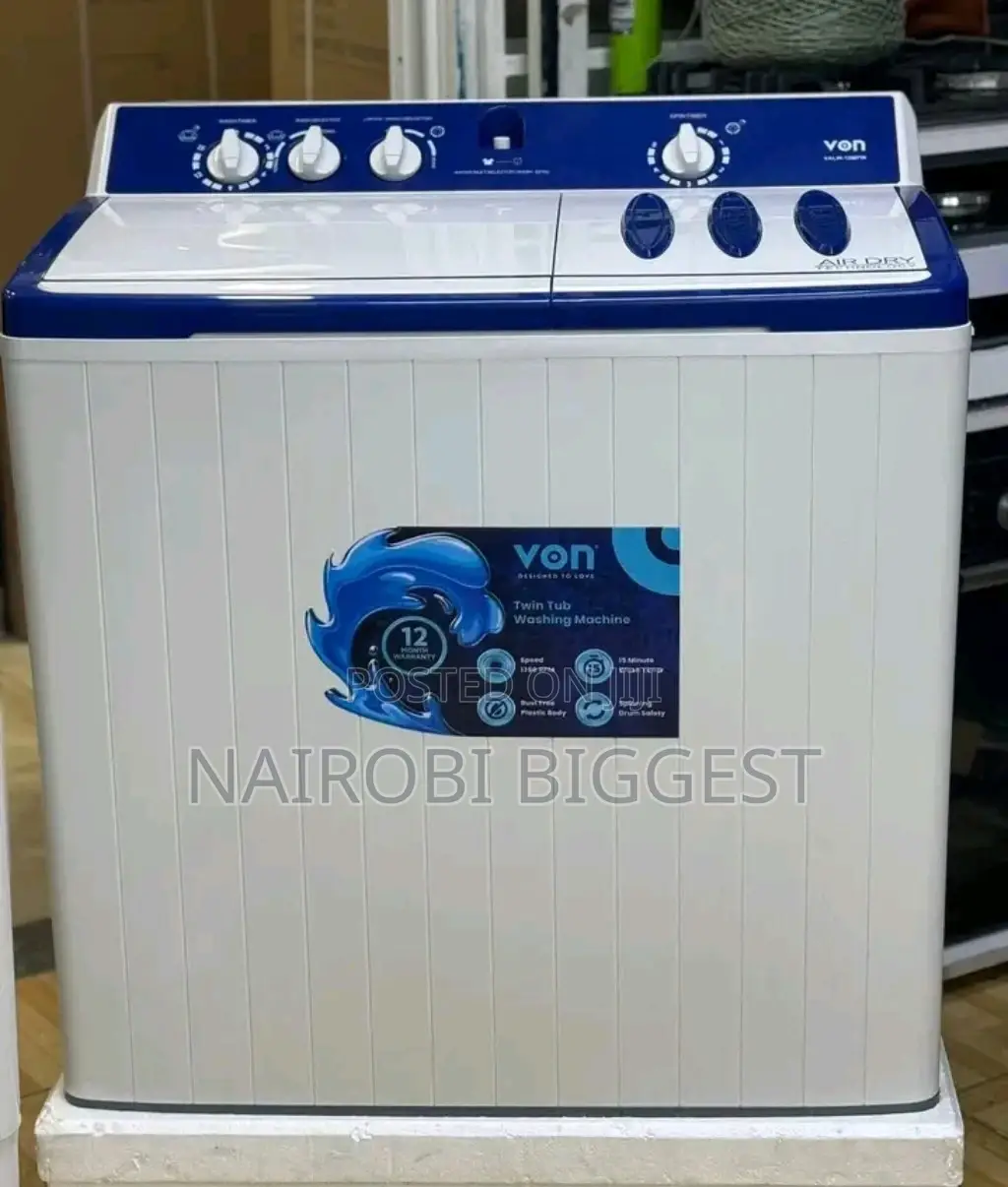 Von 12kg Twin Tub Washing Machine White Valw