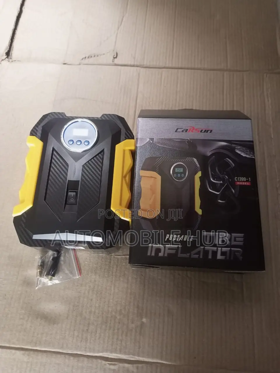 Universal All Car Tire Inflator Portable Black Yellow