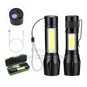 Rechargeable LED Torch Flashlight With COB Light / Torch
