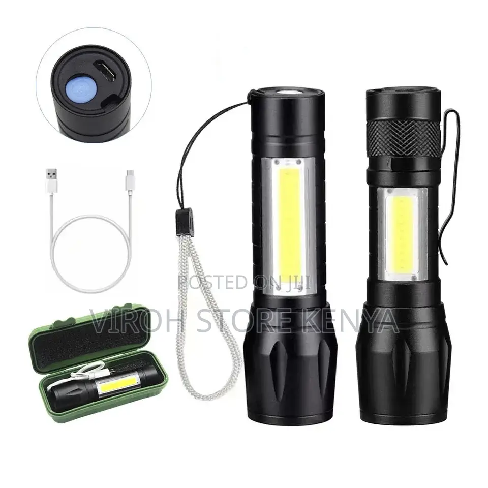 Rechargeable LED Torch Flashlight With COB Light / Torch