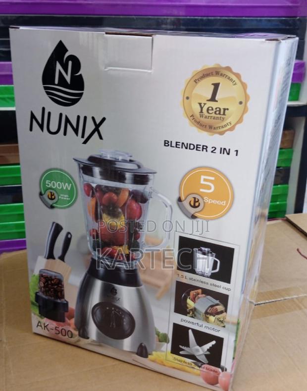 Nunix Blender 2 In1 With Glass Jar -AK500