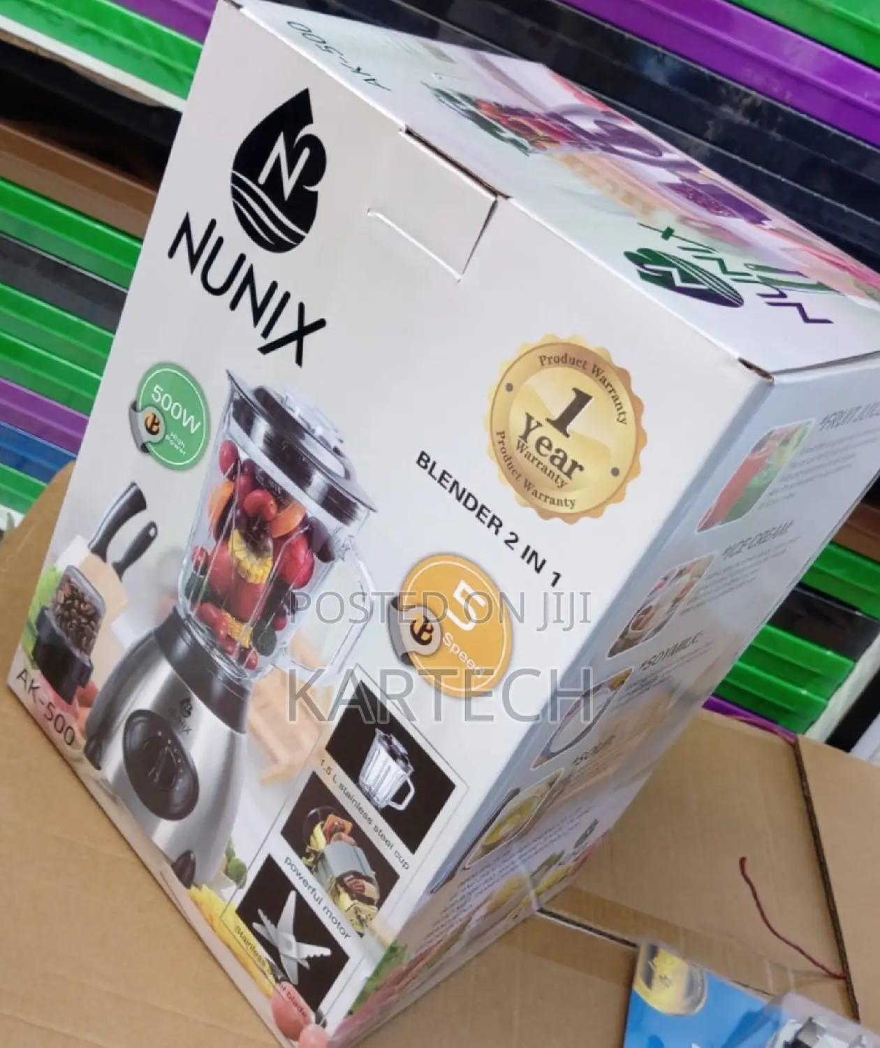 Nunix 2 in 1 Blender With Glass Jar 1.5L -AK500