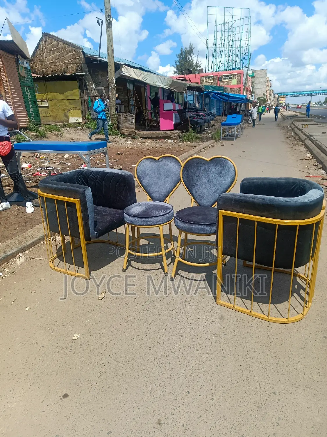 Manicure Seats, 2 Love Seats and 2 Styling Chairs Grey 