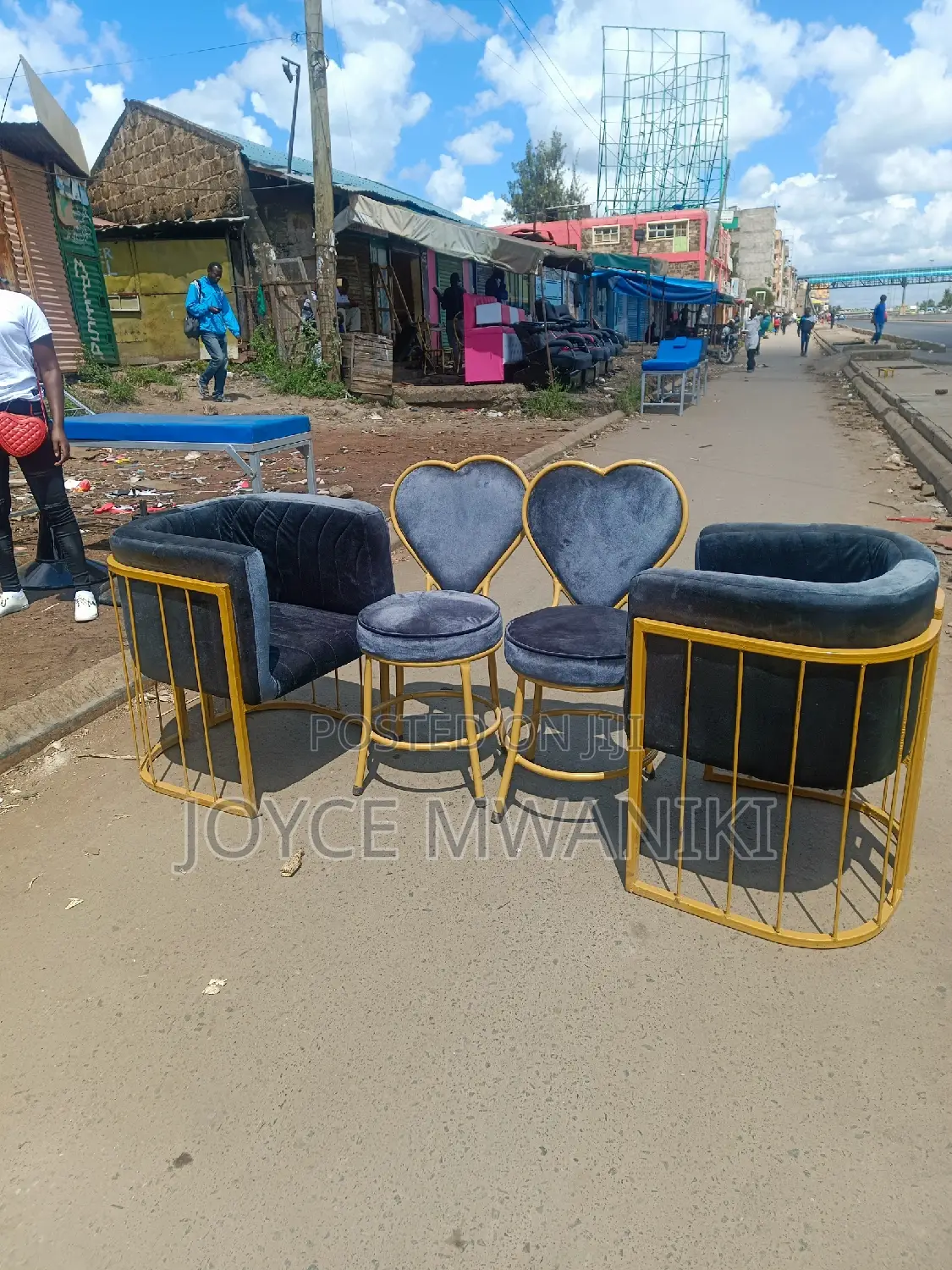 Manicure Seats, 2 Love Seats and 2 Styling Chairs Grey 