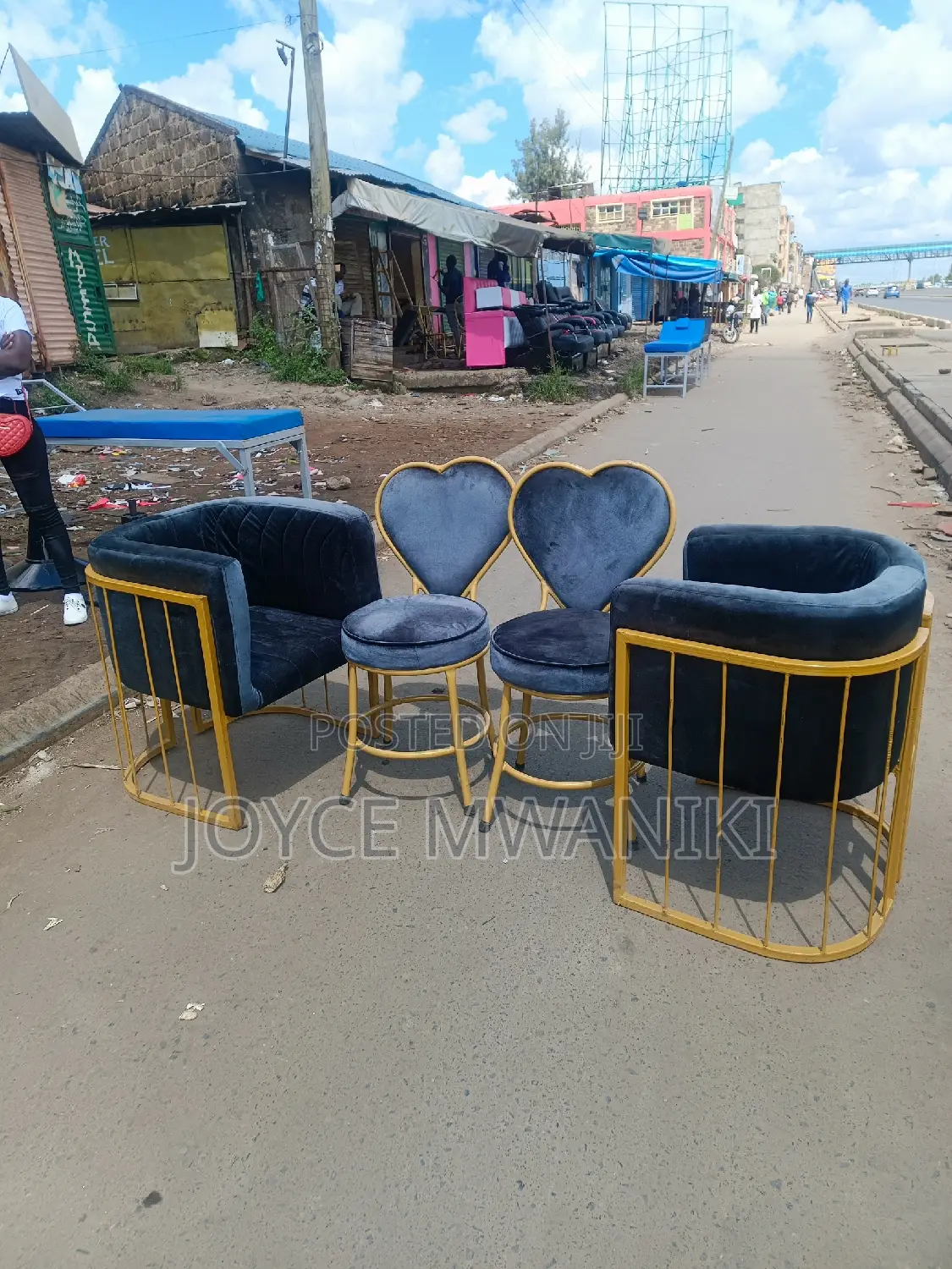 Manicure Seats, 2 Love Seats and 2 Styling Chairs Grey 