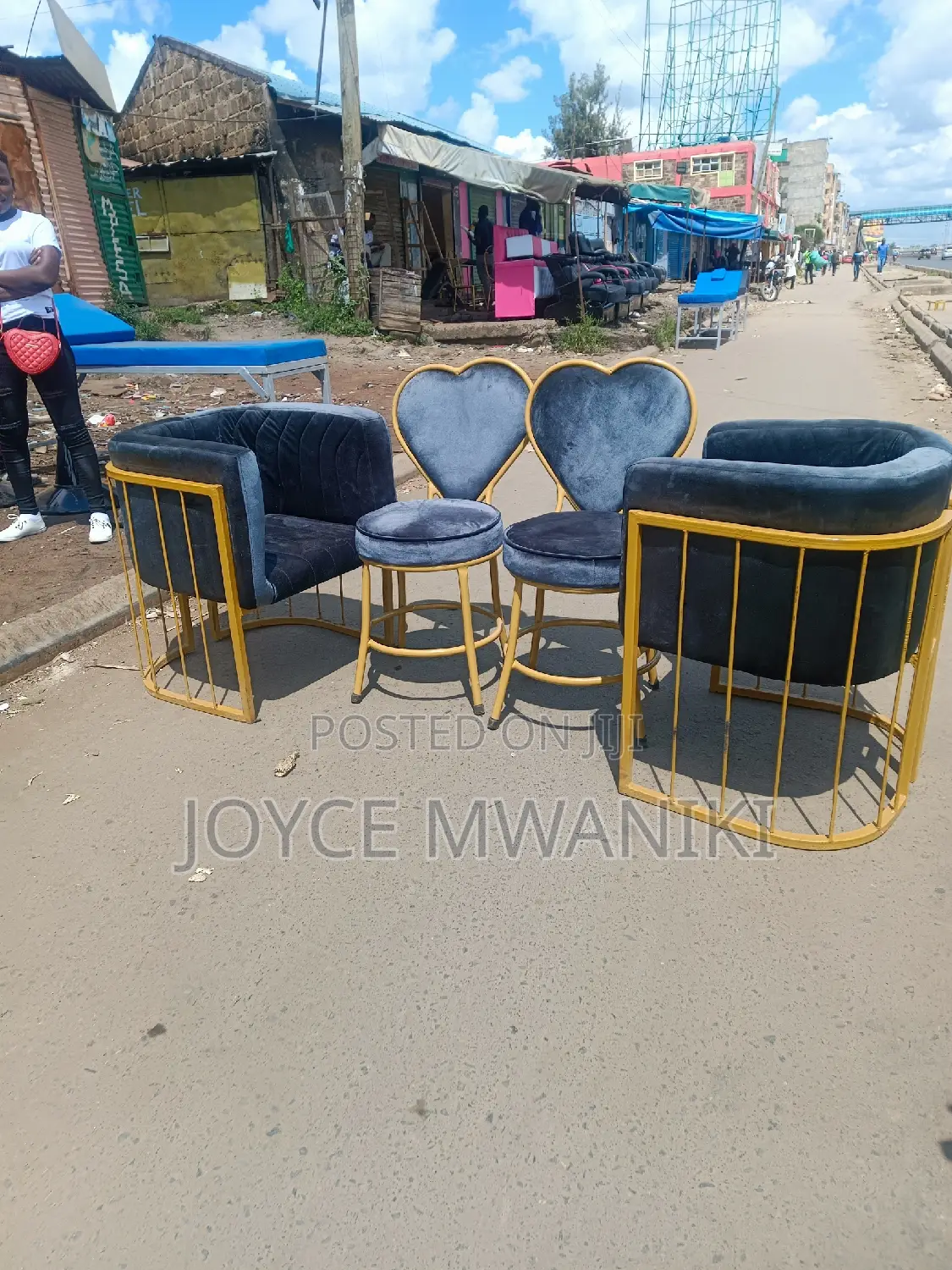 Manicure Seats, 2 Love Seats and 2 Styling Chairs Grey 