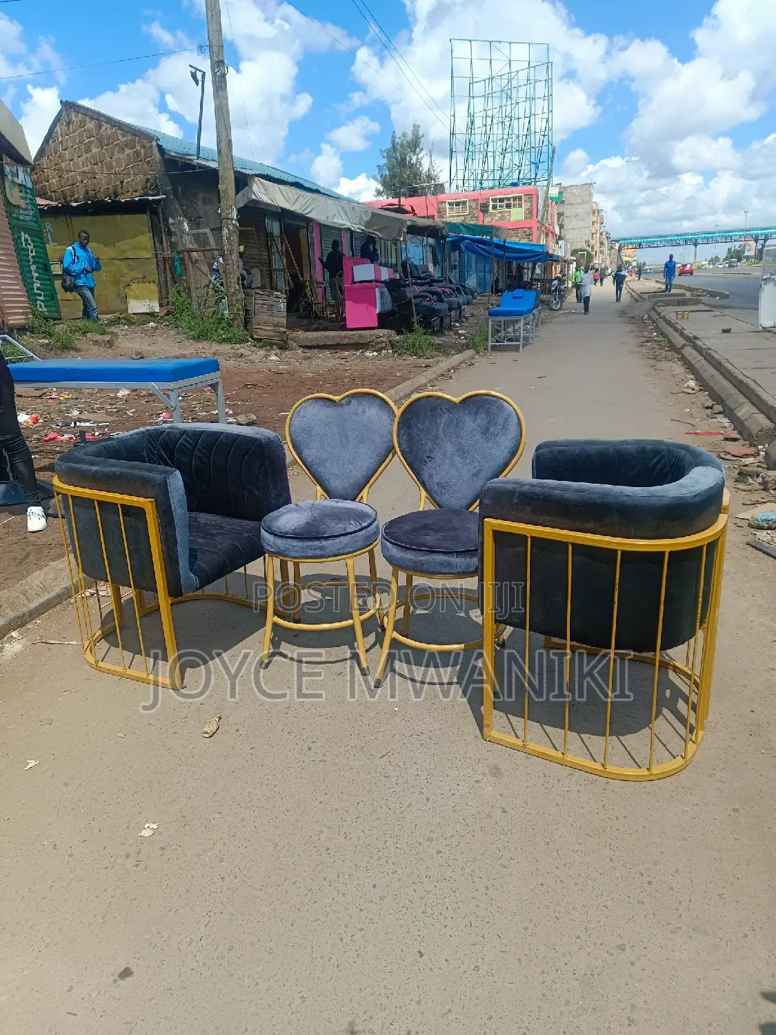 Manicure Seats, 2 Love Seats and 2 Styling Chairs Grey 