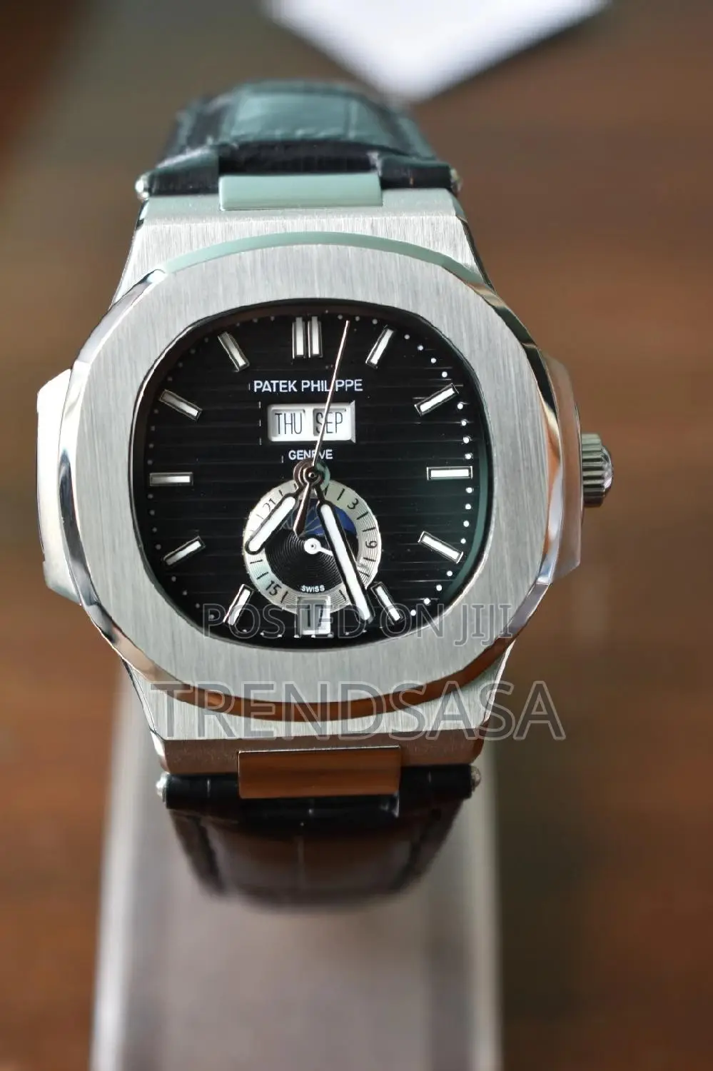 Patek Philippe Nautilus Annual Calendar Black Leather Straps