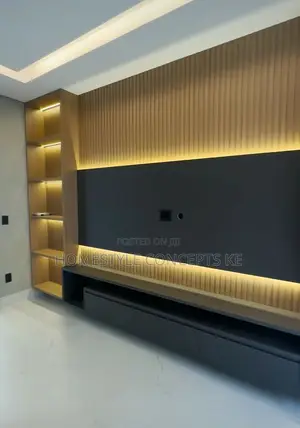 Fluted Wall Panels Moldings TV Niche Cabinets