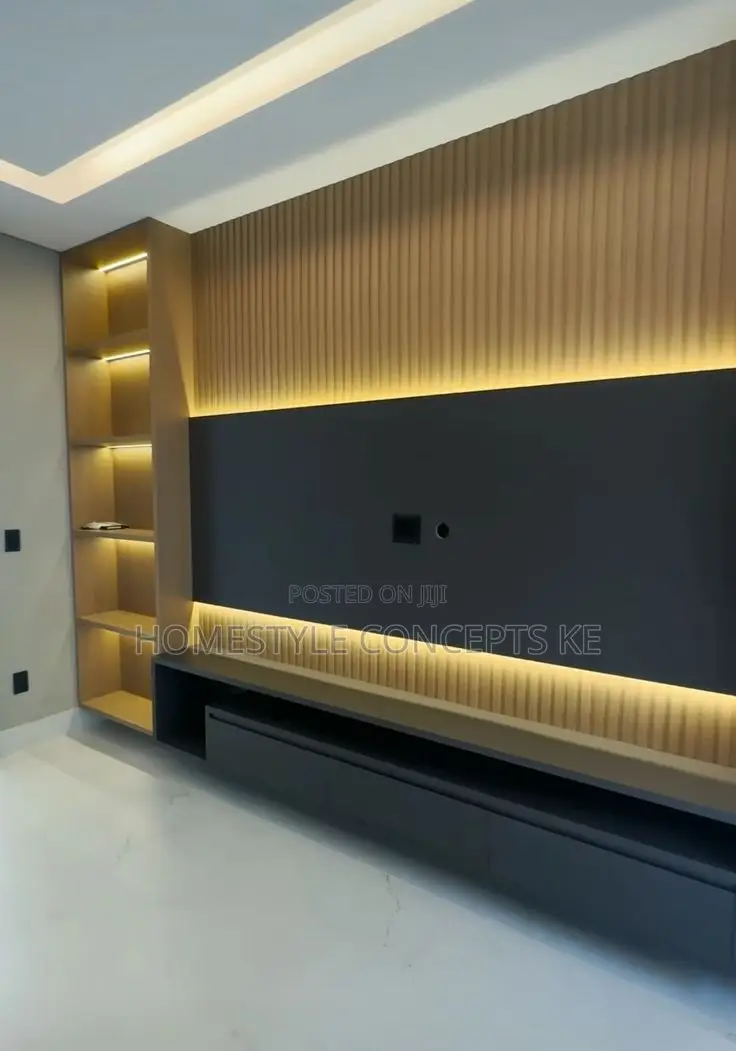 Fluted Wall Panels Moldings TV Niche Cabinets
