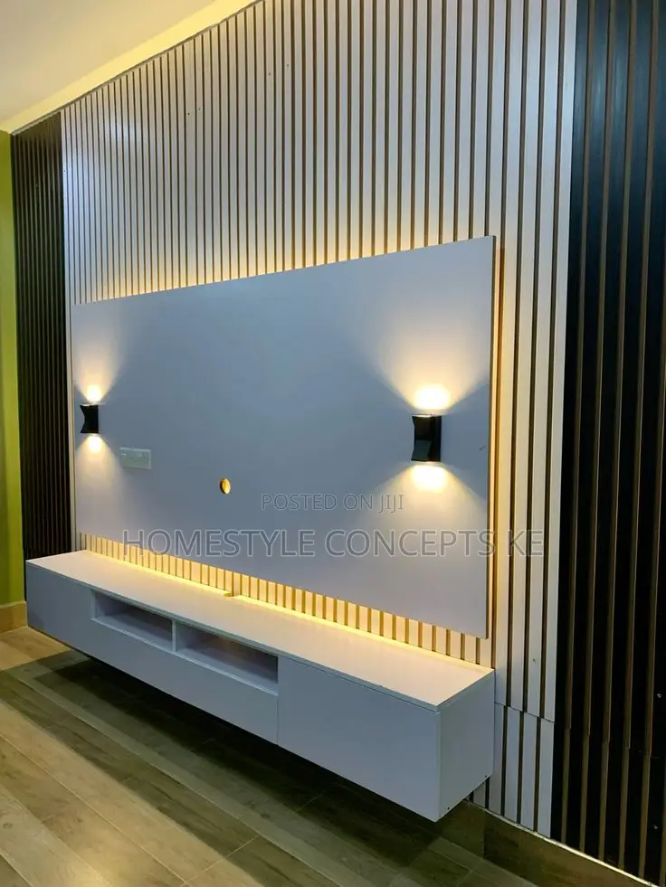 Fluted Wall Panels Moldings TV Niche Cabinets