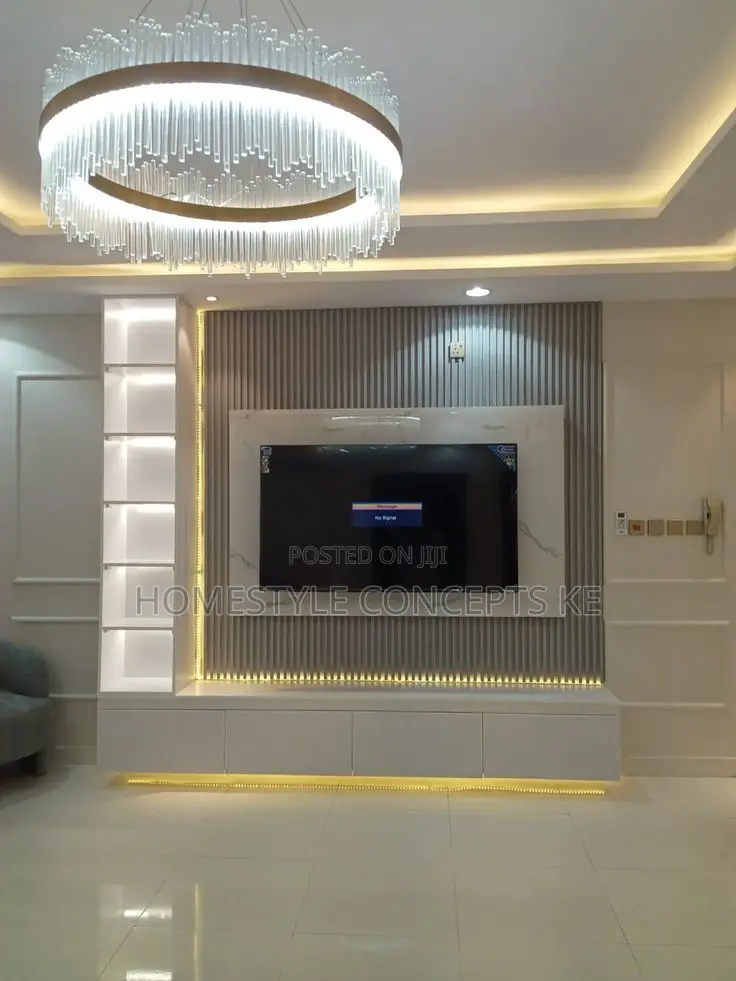 Fluted Wall Panels Moldings TV Niche Cabinets