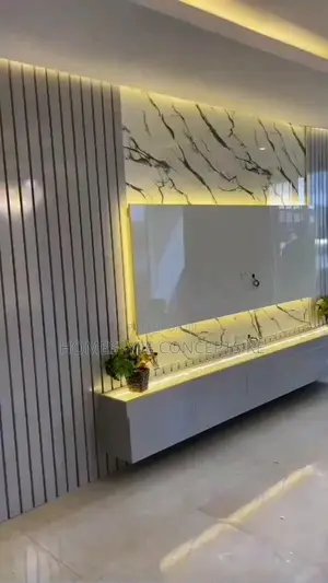 Fluted Wall Panels Moldings TV Niche Cabinets