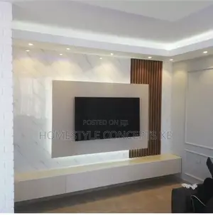 TV Units Cabinets Fluted Panels Marble Sheet Combo Design