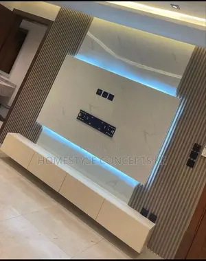 TV Units Cabinets Fluted Panels Marble Sheet Combo Design