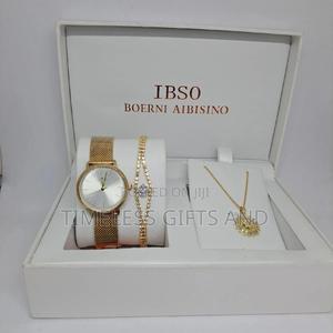 Ladies Gold Watch Jewelry Gift Set