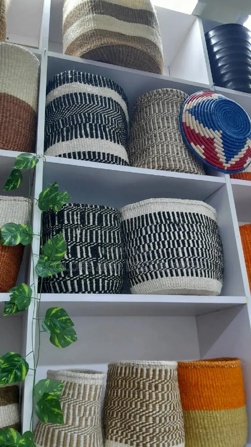 Black and White Sisal Handmade Baskets