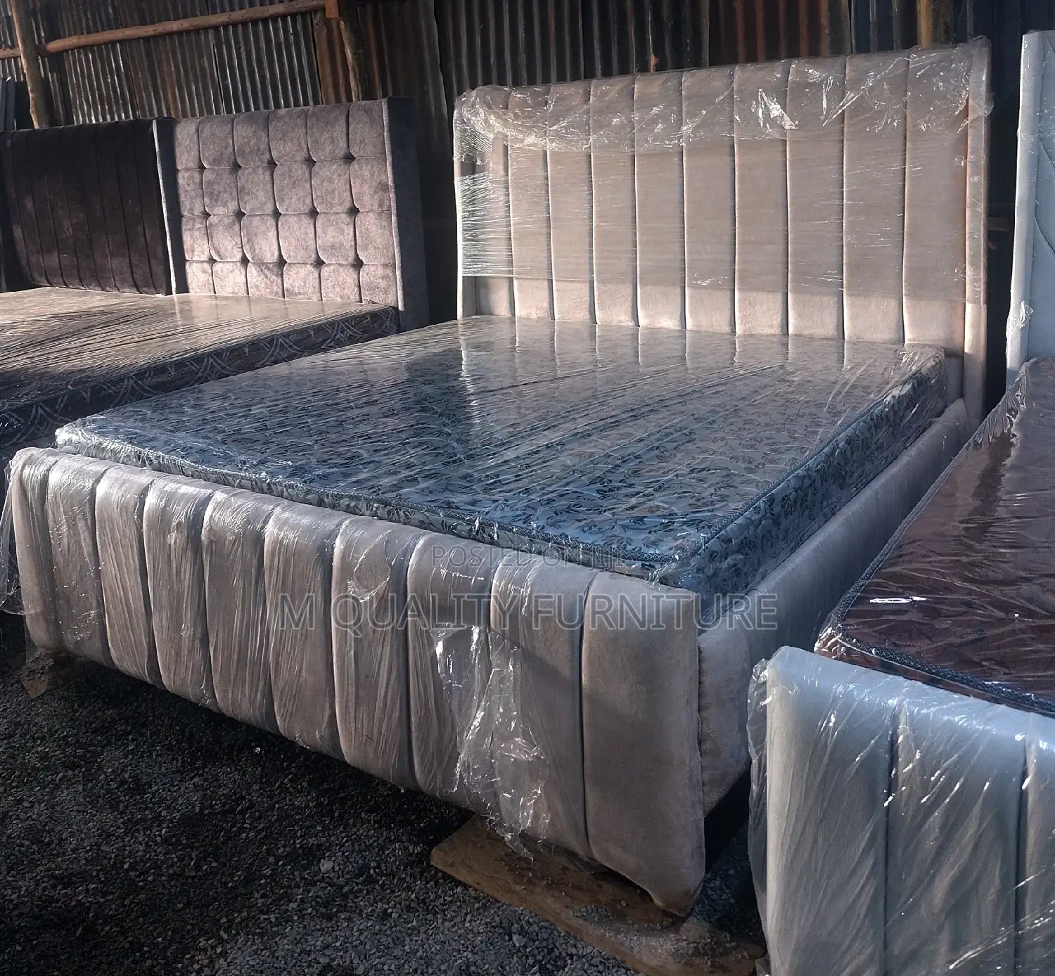 King Size Cream White Bed