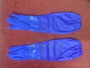 Blue Long PVC Gloves - main view