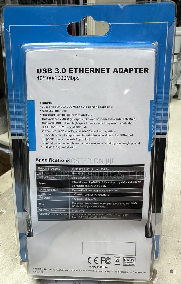 USB 3.0 to LAN Gigabit Ethernet Adapter Upto 1000mbps - thumbnail 2