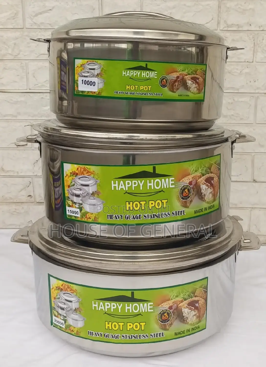 *3pcs Happy Home Hot Pots (10ltrs, 15ltrs, 20ltrs)