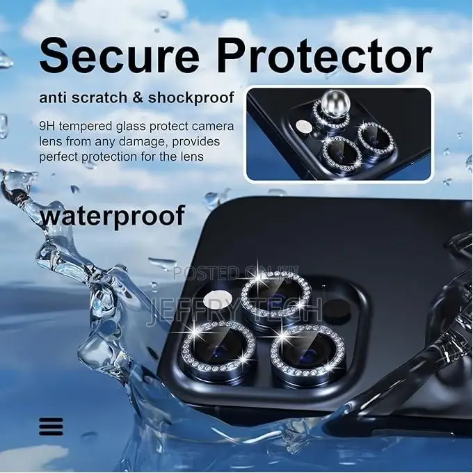 iPhone 15 15 Pro Max Plus Camera Lens Protector Bling, 9H Te