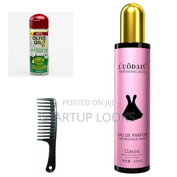 Heat Protection Serum, Wide Tooth Comb, Hair Spray